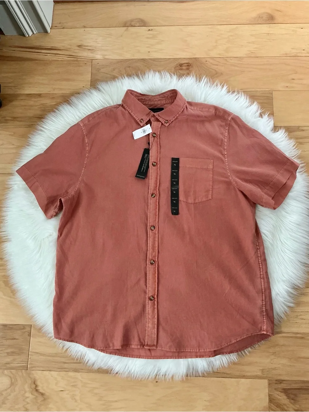 NWT Banana Republic Short Sleeve Slim Fit Button-Down Shirt in Rust Size XL